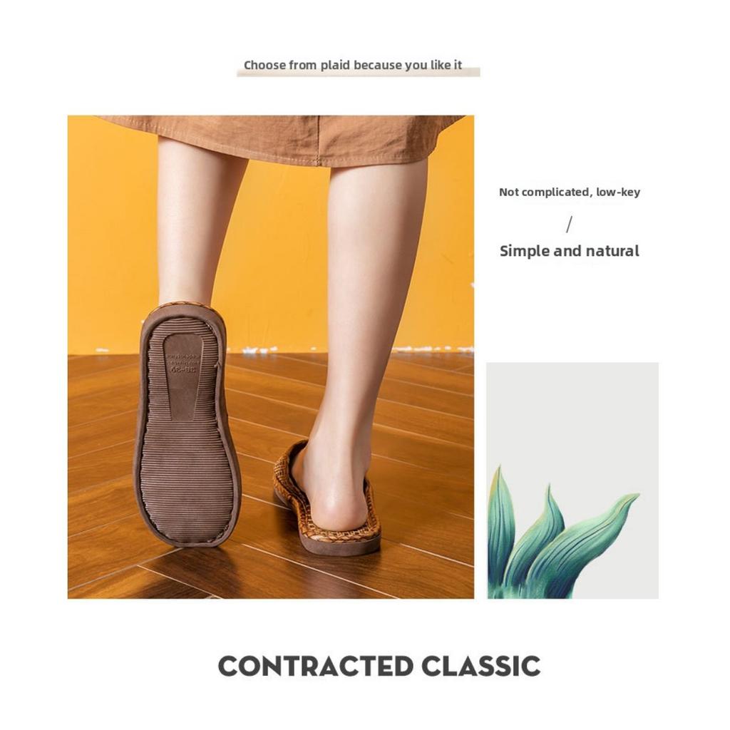 Household Sandals for Men In Summer, Woven with Rattan Grass for Women In Indoor Homes, Linen for Home Use, Anti Slip and Odorless Feet In Summer