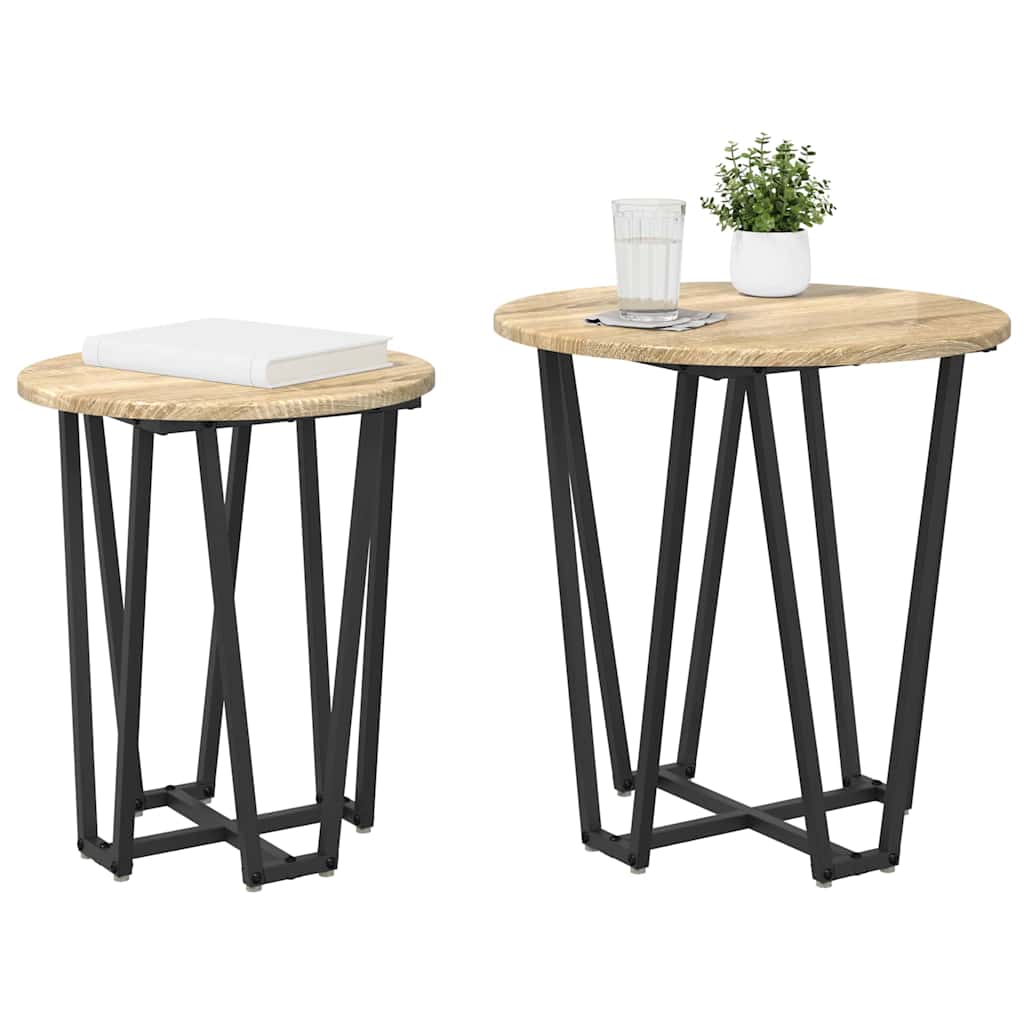 Side Table Set 2 Pcs Sonoma Oak & Black