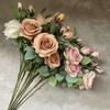 Rose Realistic Artificial Flowers Four Heads For Wedding Photo Props Home Decor