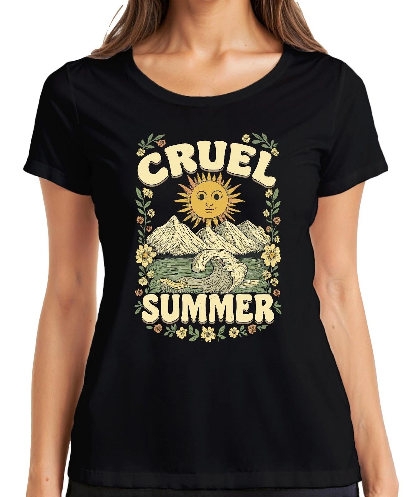 Cruel Summer Sonne Berge Welle Blumen Vintage Retro Boho Surfen Damen T-Shirt L