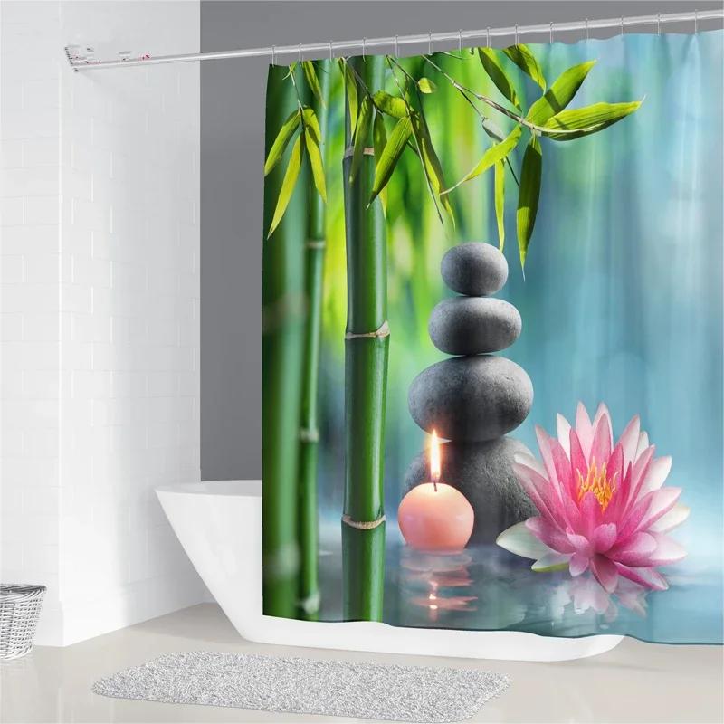 Pebble Printed Shower Curtain Mildew Washable Curtain with Hook Bathroom Decorative Curtain Rocks 3D Shower Curtains 240*180cm