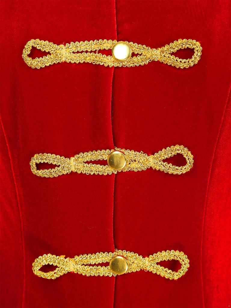 Womens Ringmaster Jacket Stand Collar Design Fringed Shoulder Board Velvet Coat Circus Halloween Costume
