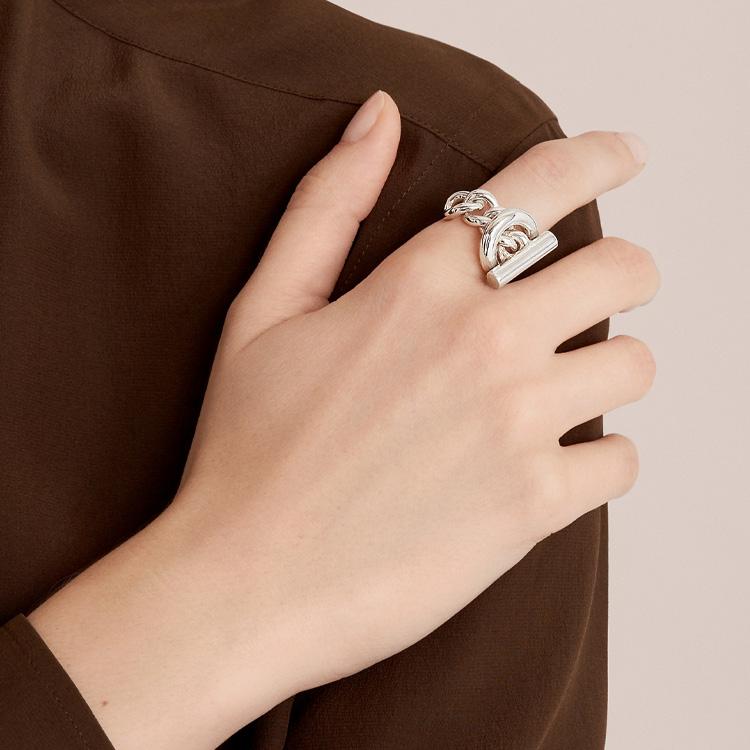 Hermes Bague Croisette Argent Grande Bague en Argent 925 Bijoux Unisexe H104587B-000