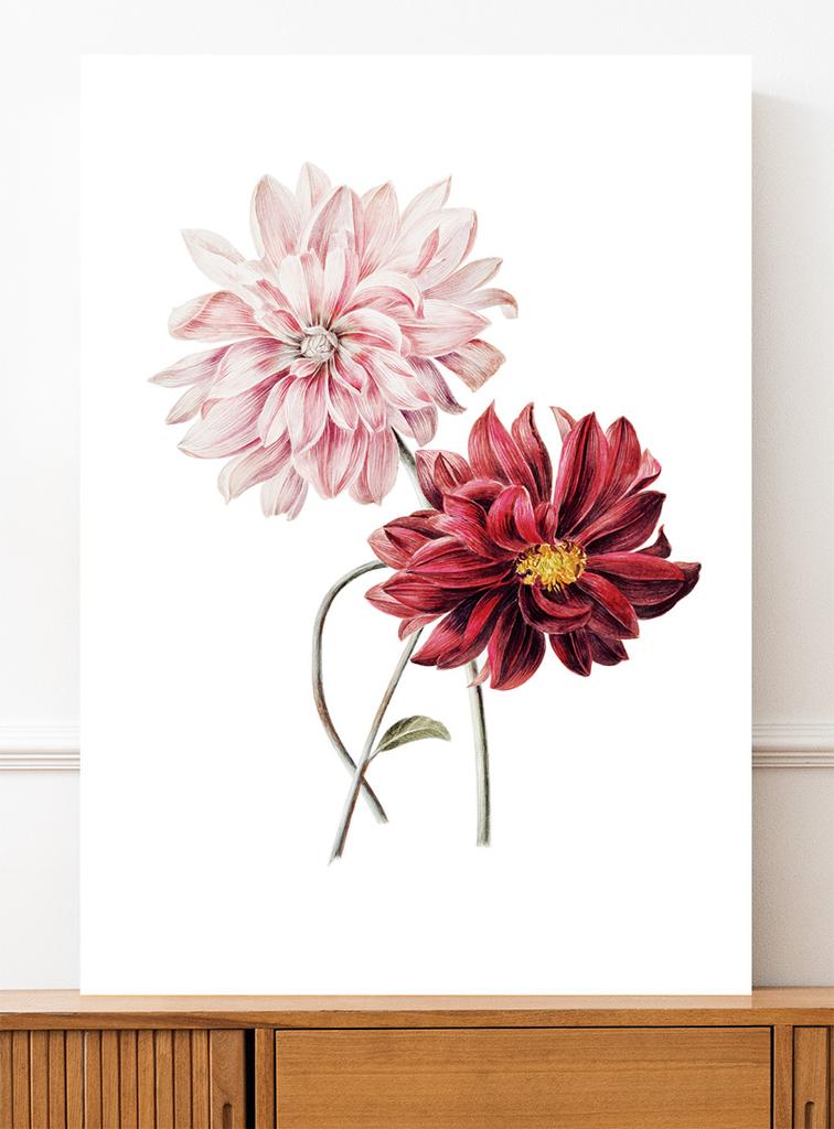 Poster Pink Flowers Vintage