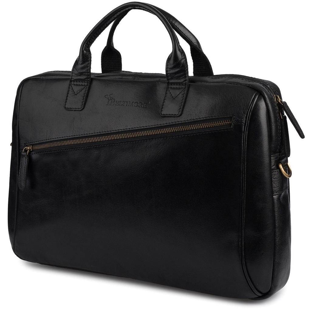 Torba męska skórzana na ramię laptopa duża czarna biznesowa Beltimore N01