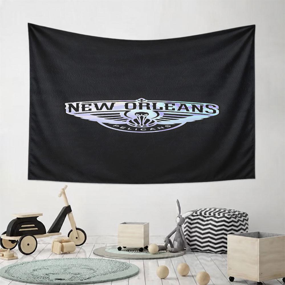 New Orleans Pelicans Team Logo Design Pattern Wall Hanging Tapestry Decorative Tapestry Home Decor for Bedroom and Living Room
