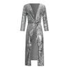 Women's Fashion Casual  Sequins Long Button Belt Coat Cardigan