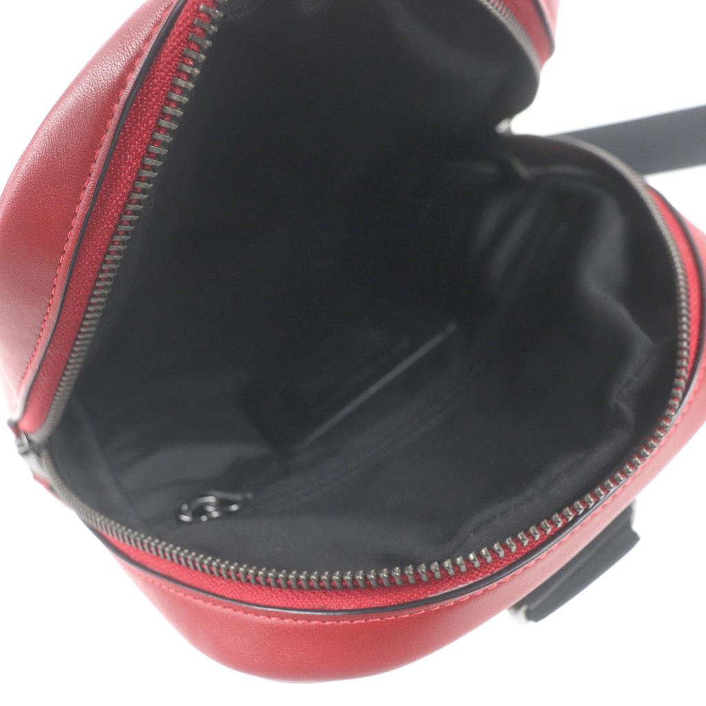 Excellent COACH Sling bag Graham Logo Silver Metal Red leather mens C2931 Used