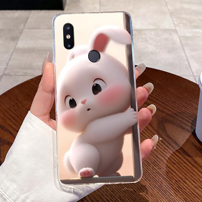Jelly Casing For Xiaomi Mi Mix 2s Fundas Protective Coque Clear Silicone Soft TPU Back Cover Cute Rabbit Cat Dinasaur Phone Case