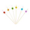 100PCS Disposable Cocktails Picks, Bamboo Long Fruit Label, Cartoon Decor Sharp Tip Skewers, for Burgers Sandwiches Fruits Desserts