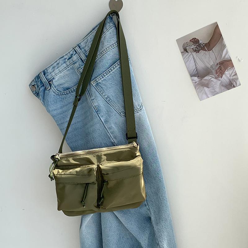 Women's Lightweight Nylon Cloth Crossbody Bag Female Multi Pocket Shoulder Bags Solid Color Casual Ladies Purse Handbags