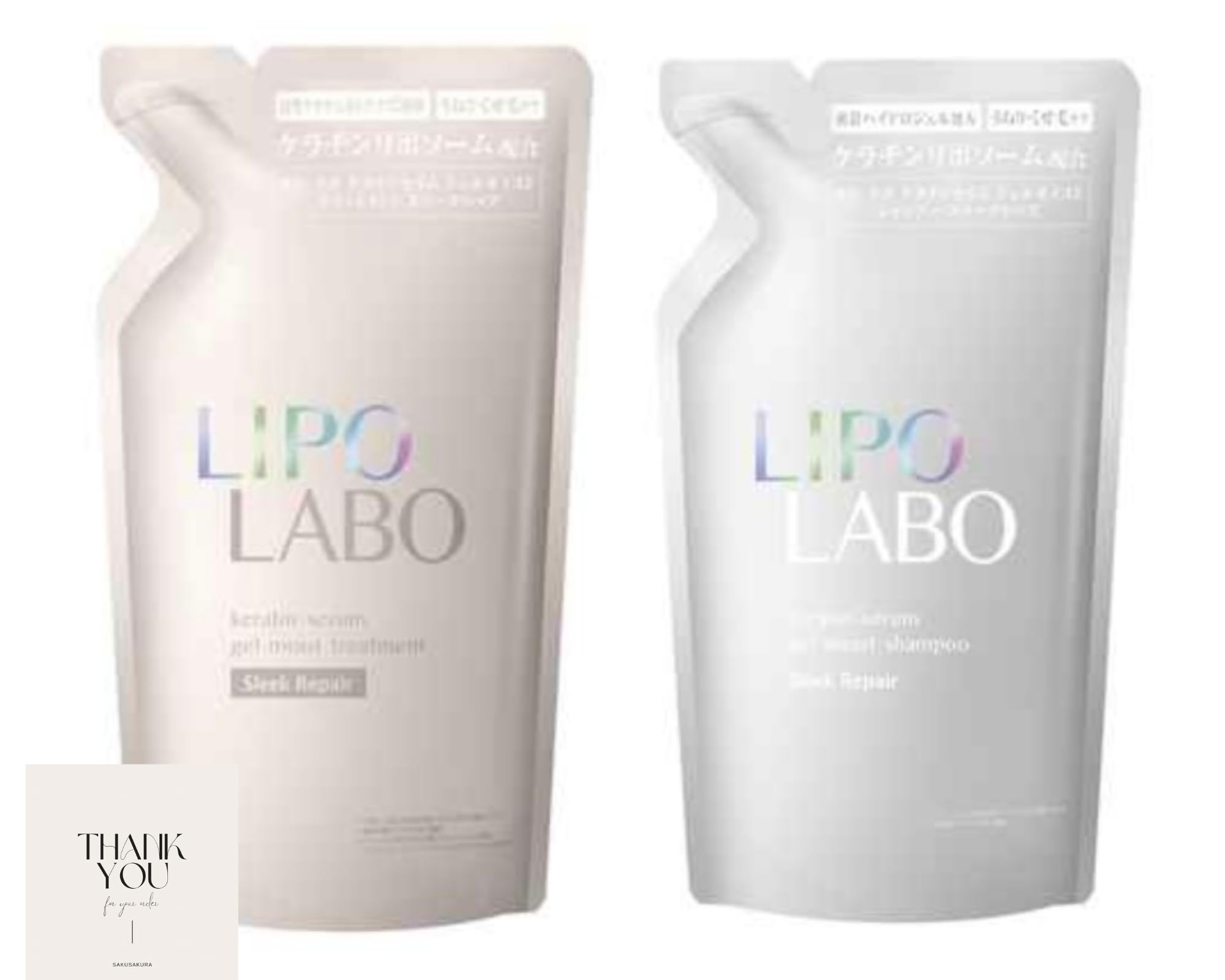 

LI PO LA BO Keratin Serum Gel Moist Sleek Repair Shampoo Refill Set Treatment (320g) & (320g) белый