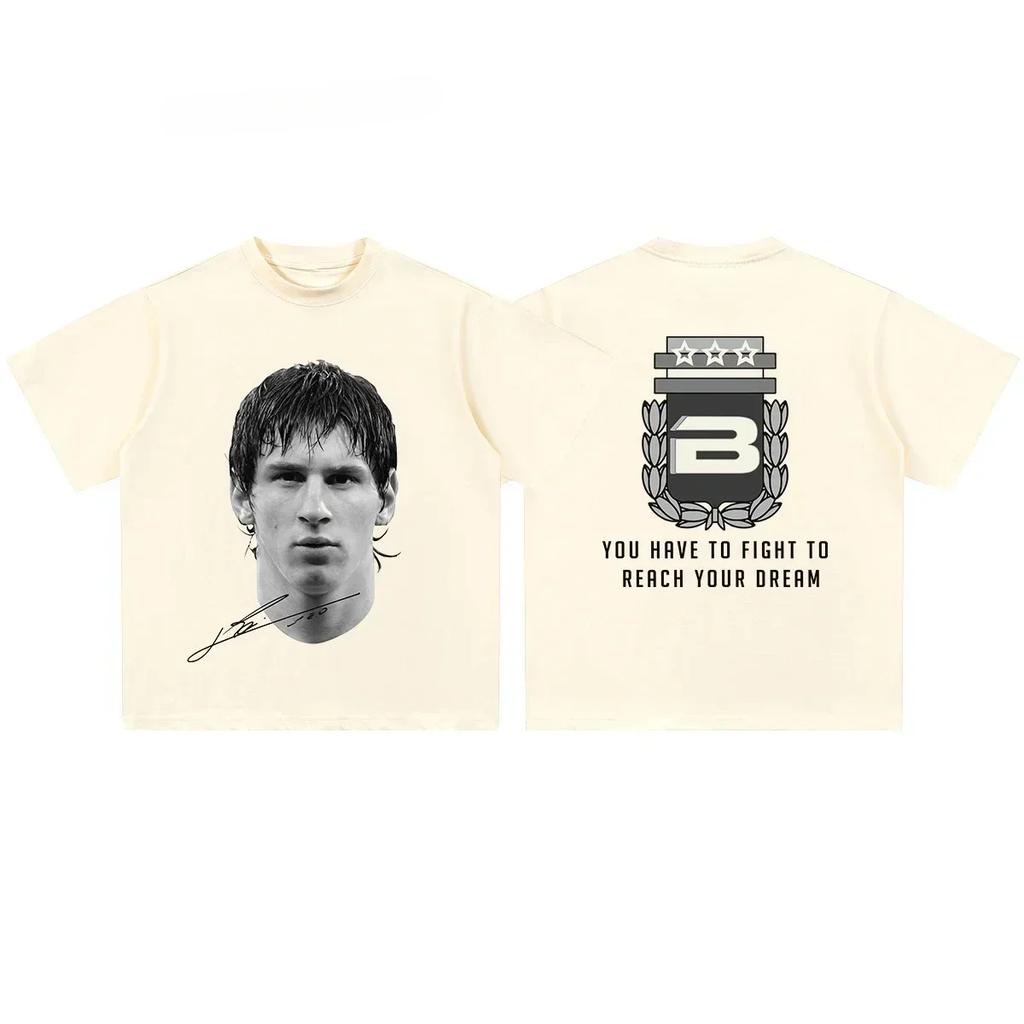 Cristiano Ronaldo Neymar Lionel Messi Football Superstar Portrait Printed Tee Men Women  Loose Casual Short Sleeve Tshirt