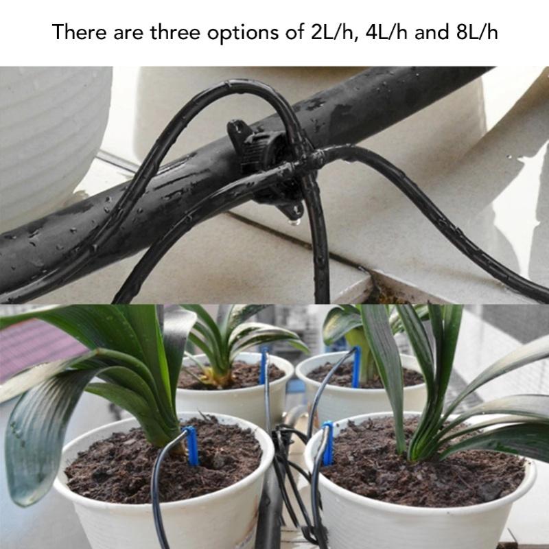 100pcs Drip Emitter 4mm Pressure Compensation Uniform Flowing PP Irrigation Watering Dripper Emitter For Large Terrain 4L Black