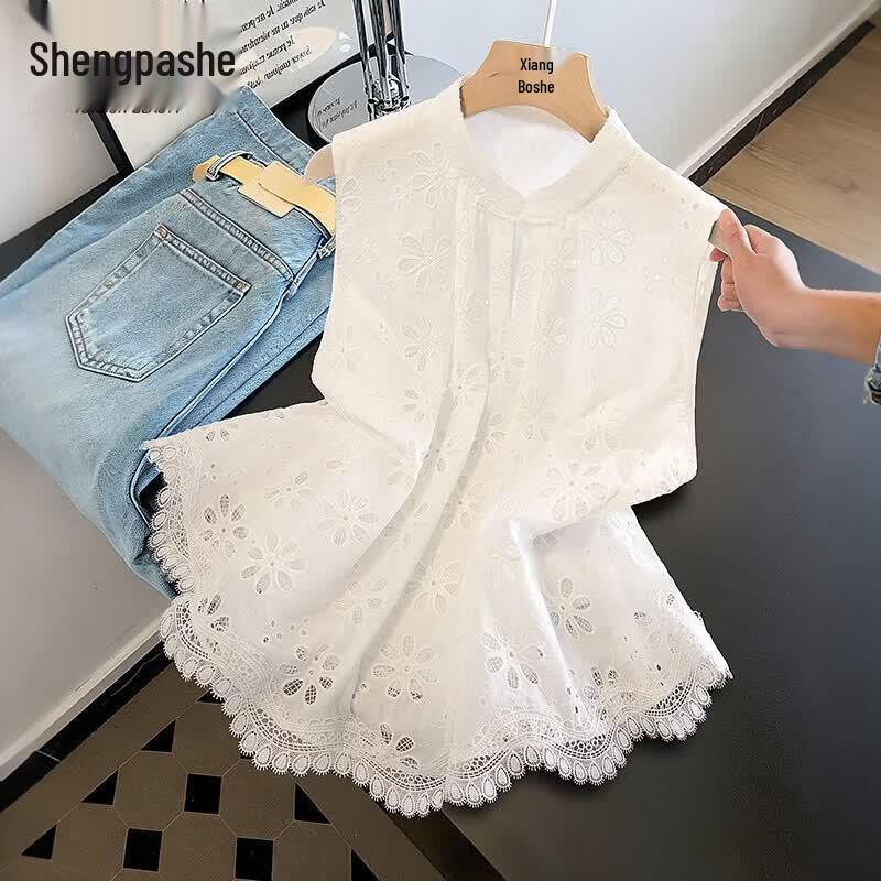 Women s Pure Cotton Embroidered Loose-Fit Blouse M