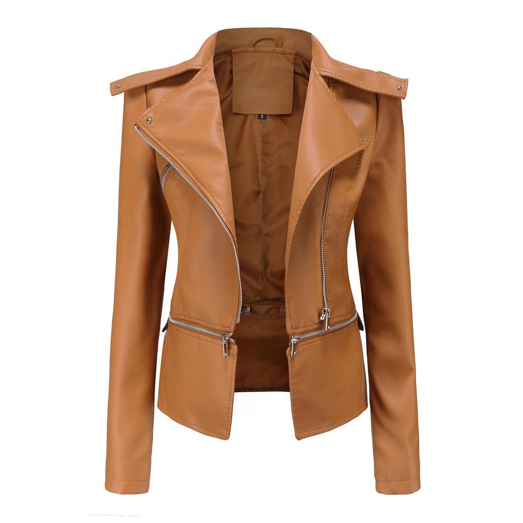 Women's European Size Leather Jacket with Detachable Hem - New Spring & Autumn Fashion 2023