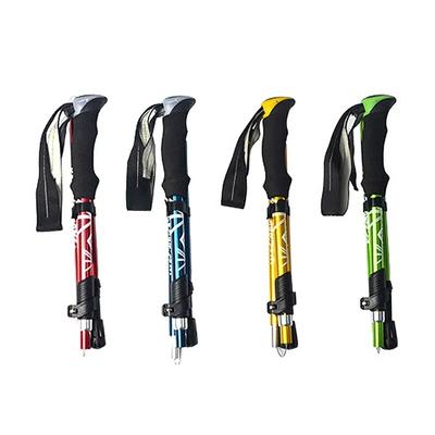 5 Section Outdoor Fold Trekking Pole Camping Portable Climbing Cane Folding Aluminum Alloy Ultra Light Telescopic Cane Walk Hiking Outdoor Equipment