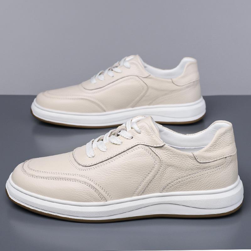 Cuir de vachette première couche 2025 automne nouvelles chaussures décontractées pour hommes cuir respirant chaussures blanches pour hommes chaussures tendance pour hommes chaussures