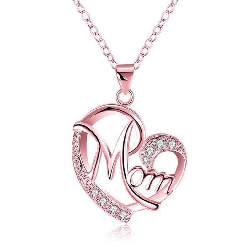 European & American Heart Pendant Necklace - 'Mom' Letter Clavicle Chain, Mother's Day Gift
