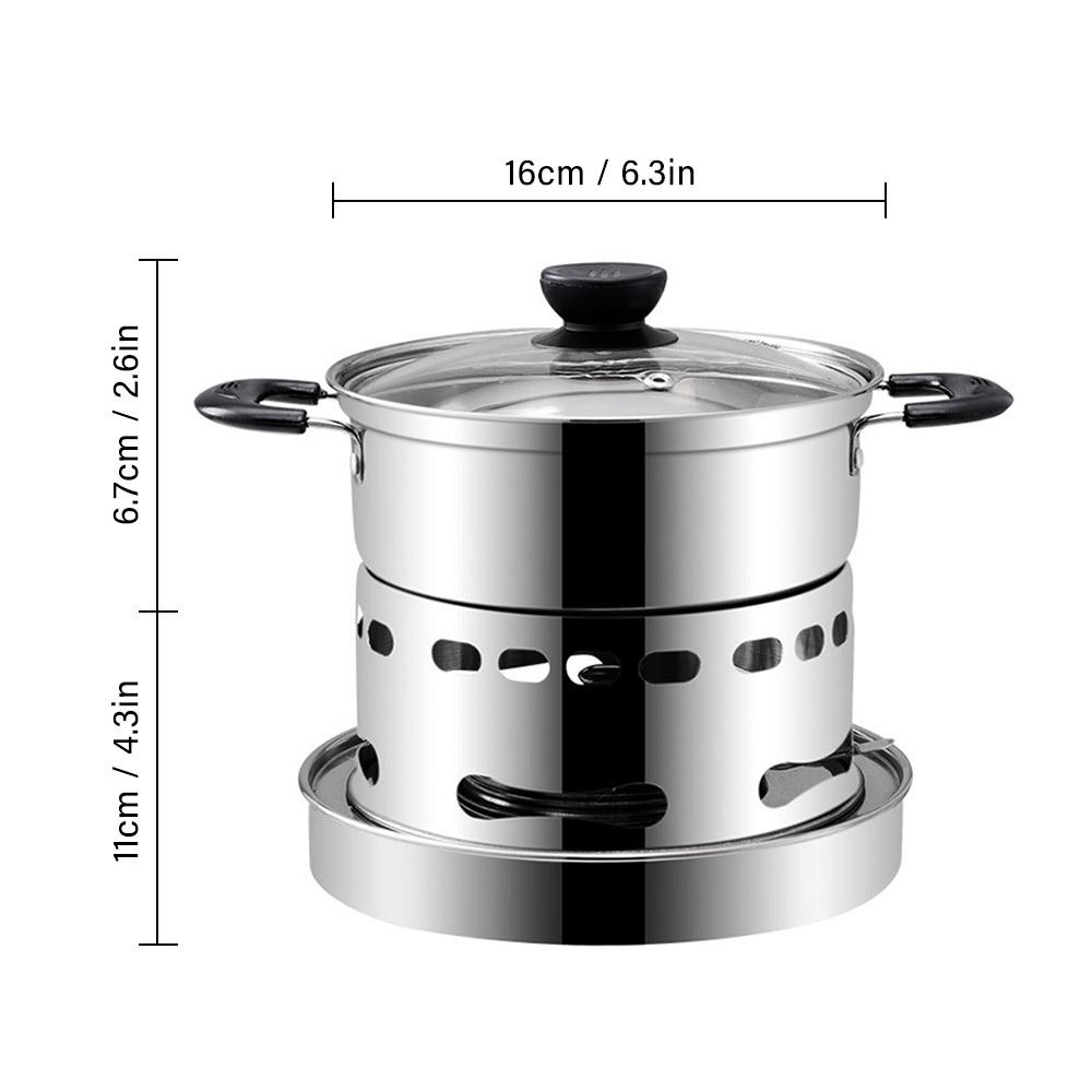 Outdoors Stainless Steel Alcohol Stove with Pot Portable Burner Rustproof Anti-corrosion Cooking