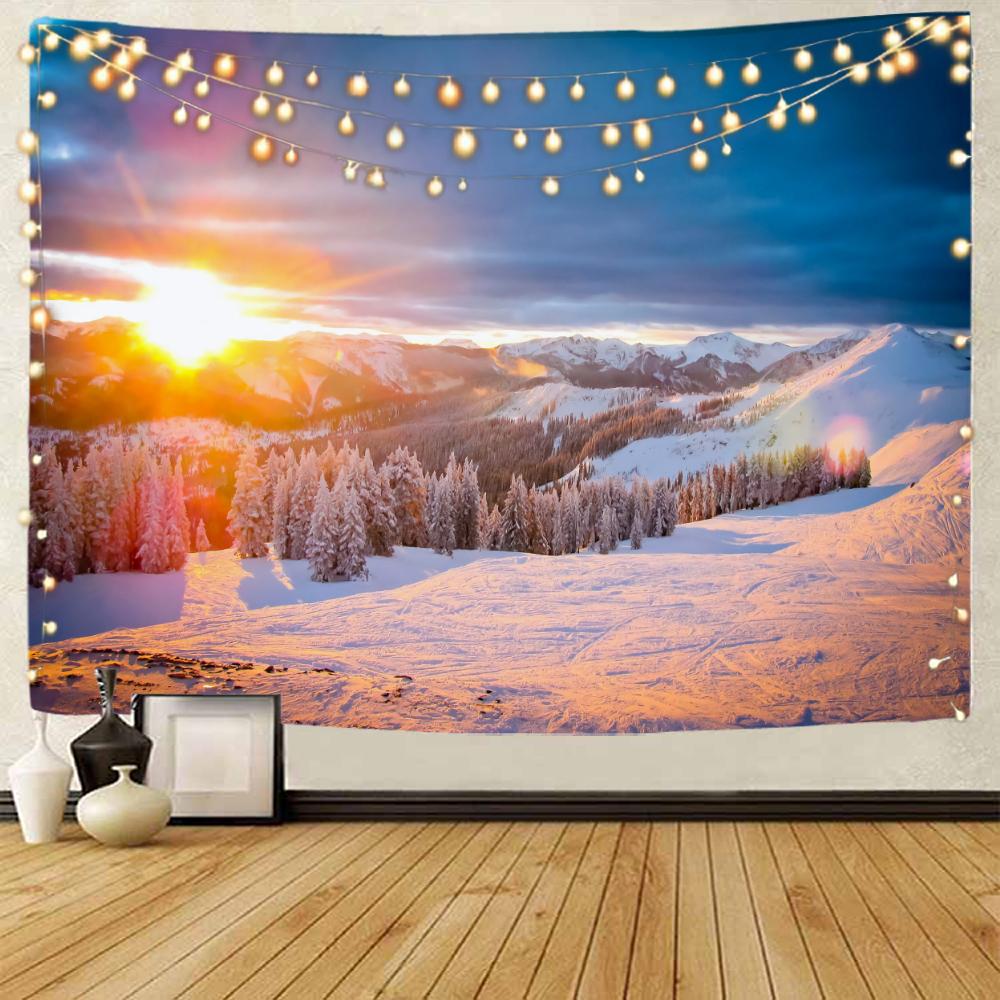 

Рождественский гобелен Рождественский сосновый лес Снежный декор гобелен Рождественский домашний декор гобелен Лесной снежный пейзаж 150x100cm