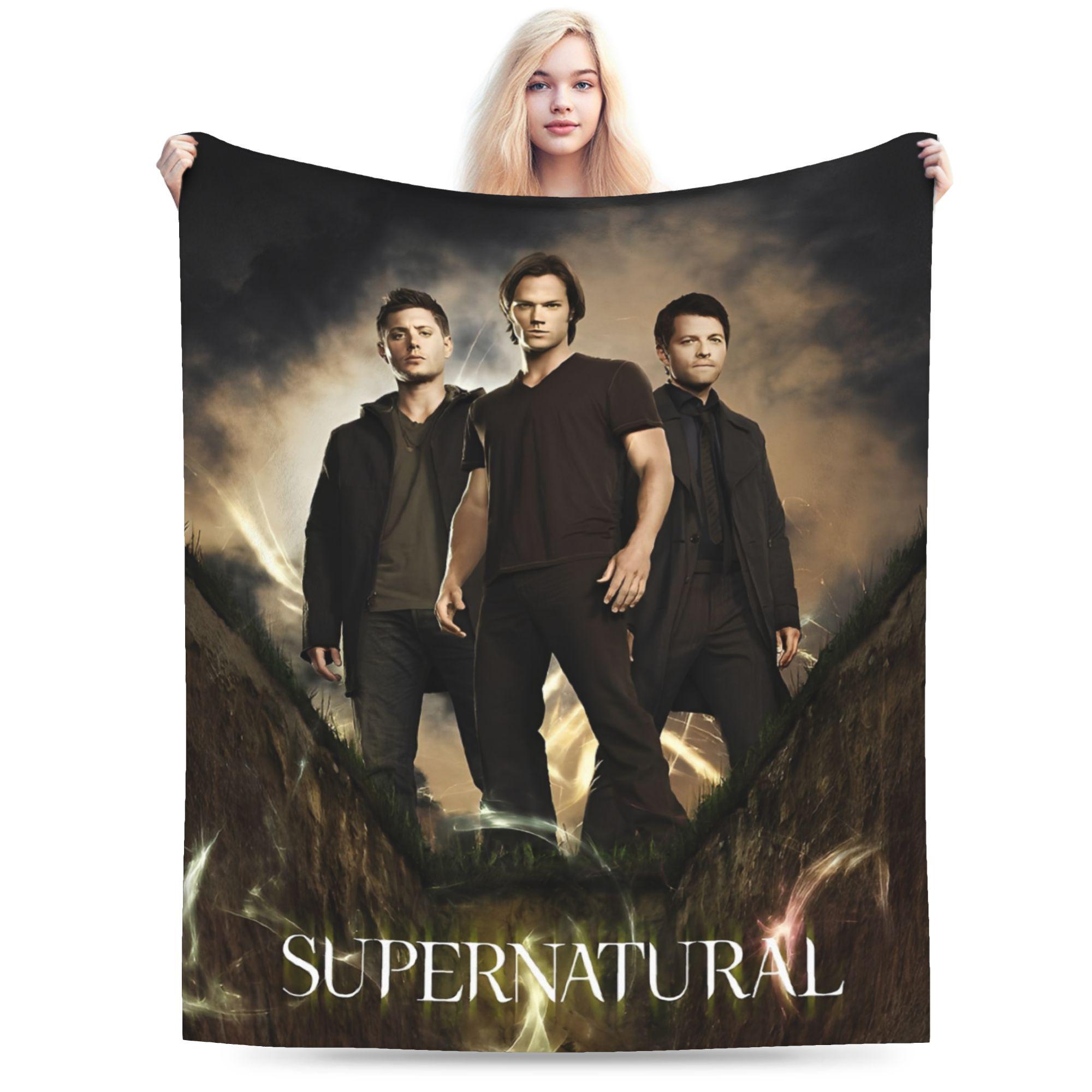 

Supernatural Dean Winchester Super Soft Blanket Child Plush Throw Blanket Novelty Outdoor Flannel Bedspread Sofa Bed Cover 75x90cm