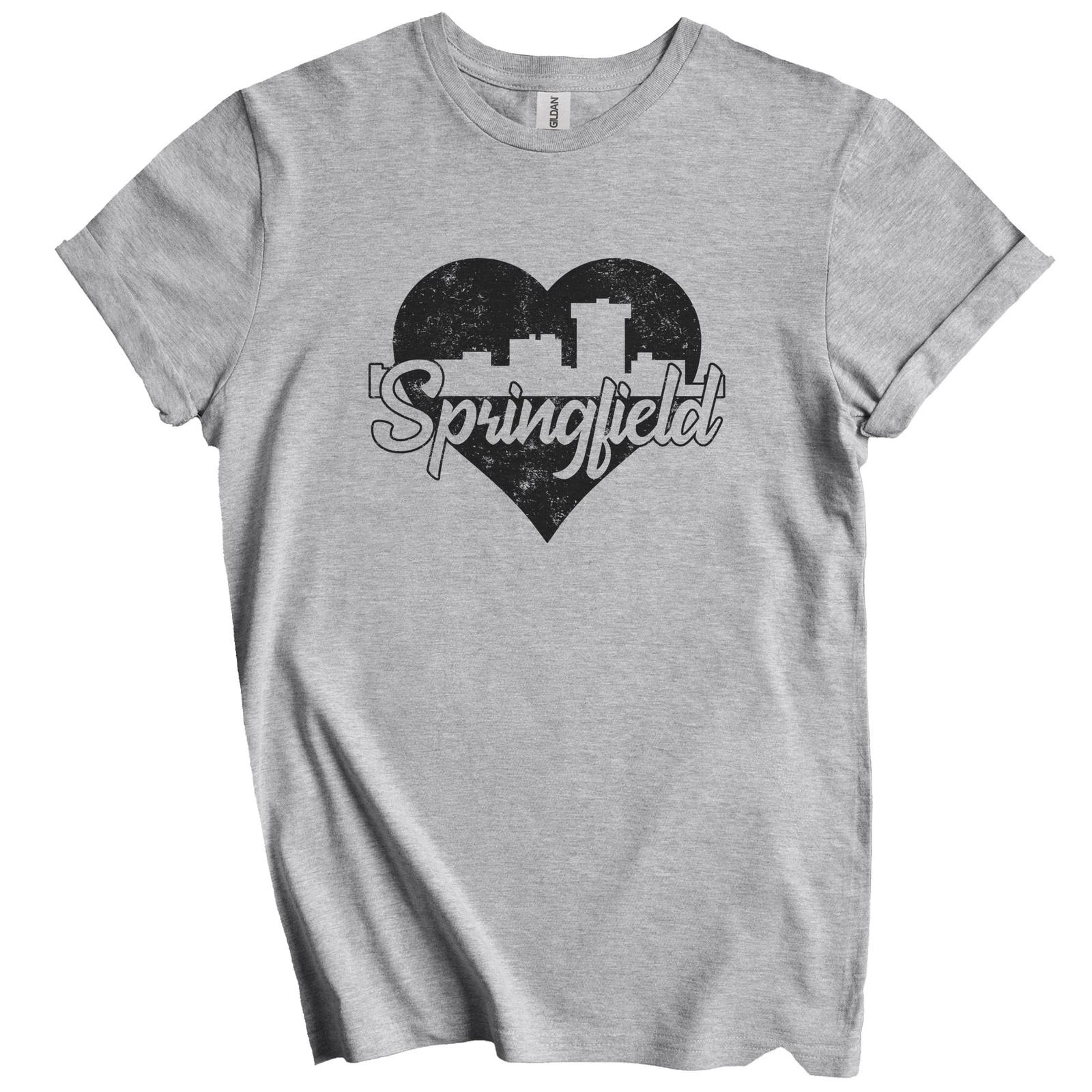 Retro Springfield Missouri Skyline Heart Distressed T-Shirt S
