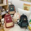 New Contrasting Color Large-capacity College Student Backpack Street Shot Retro Leisure High School Travel Backpack Junior High School Bag