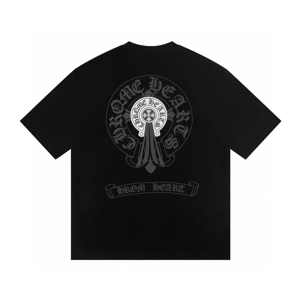 W353 CHROME HEARTS 2025 Summer New High Quality Cotton Round Neck Loose Large Size Men's and Women's T-shirt Couple T-shirt