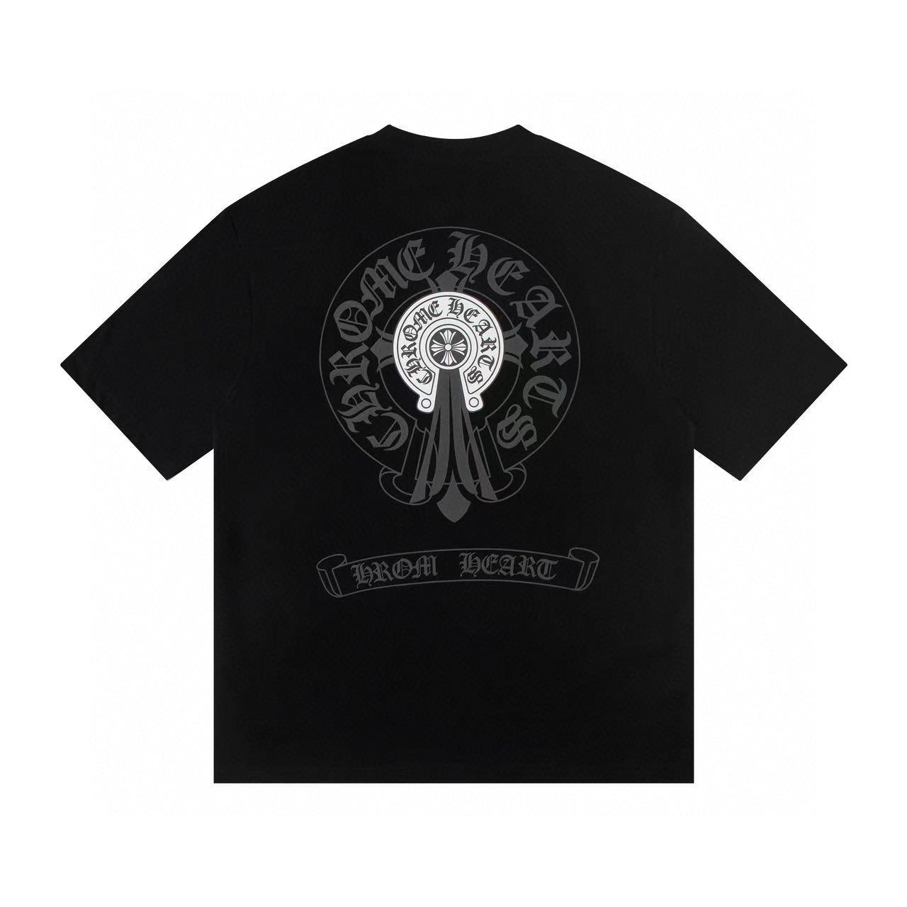 Trendy Clothing Factory W353 CHROME HEARTS 2025 Zomer Nieuw Hoge Kwaliteit Katoen Ronde Hals Losse Grote Maat Heren- en Dames T-shirt Koppel T-shirt XL