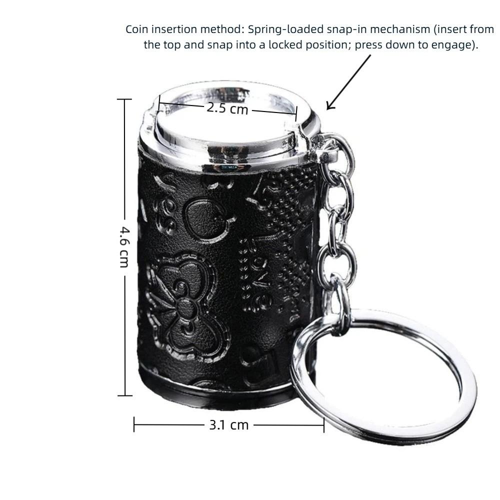 2-in-1 Coin-holding Jar Keychain with Snap Closure Coin Holder  for Supermarket Cashier