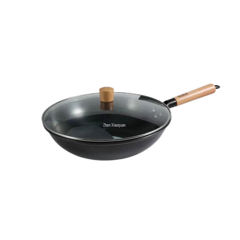 Zhang Xiao Quan 32cm Uncoated Cast Iron Wok with Lid