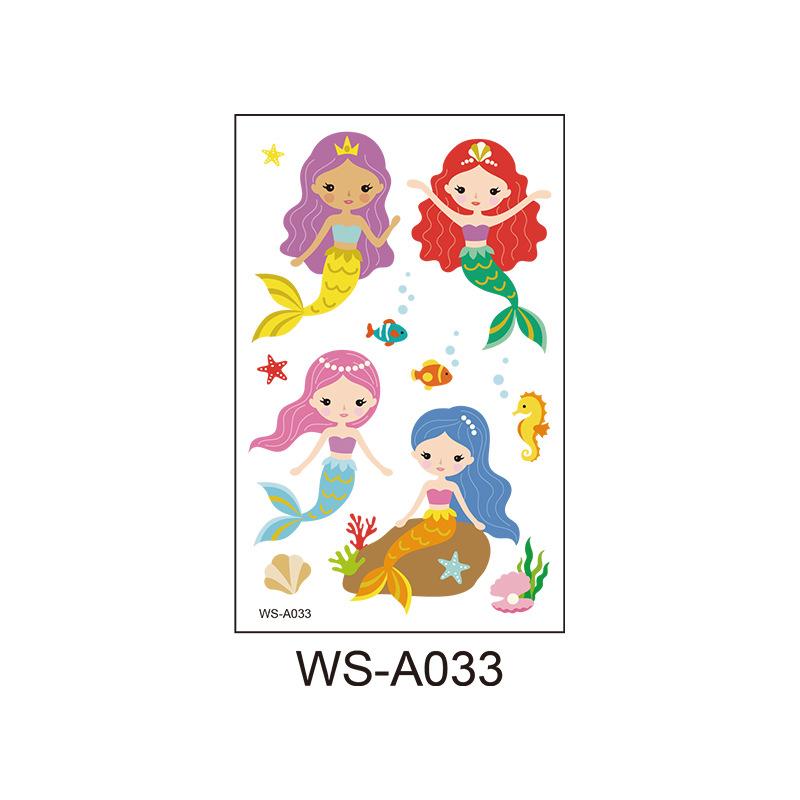 Children's Cartoon Mermaid Tattoo Sticker Pink Princess Waterproof Cute Fun Disposable Bonus Sticker