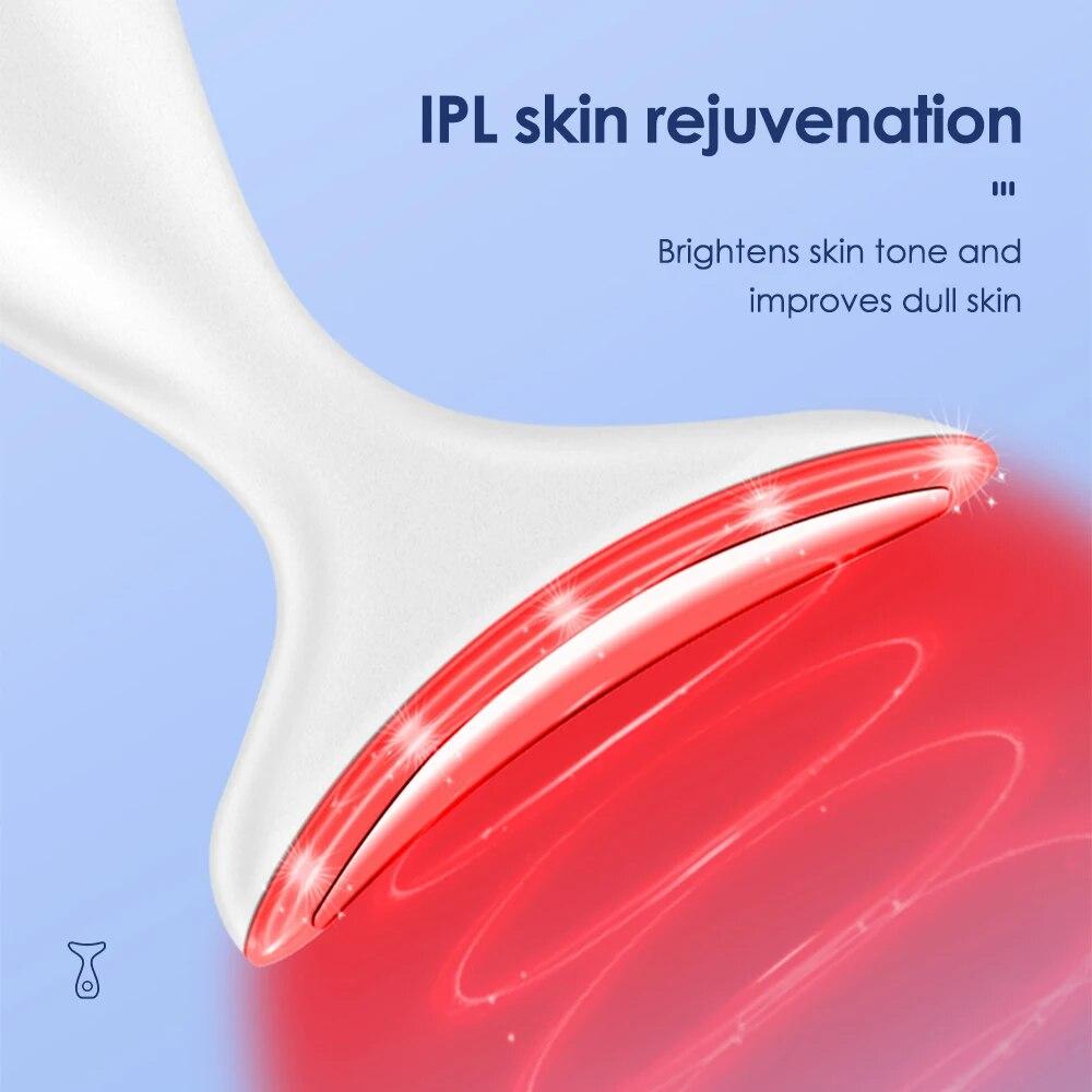 Neck Face Beauty Device 3 Colors Led Photon Facial Massager Firming Rejuvenation Anti Wrinkle Ultrasonic Vibration Lifting
