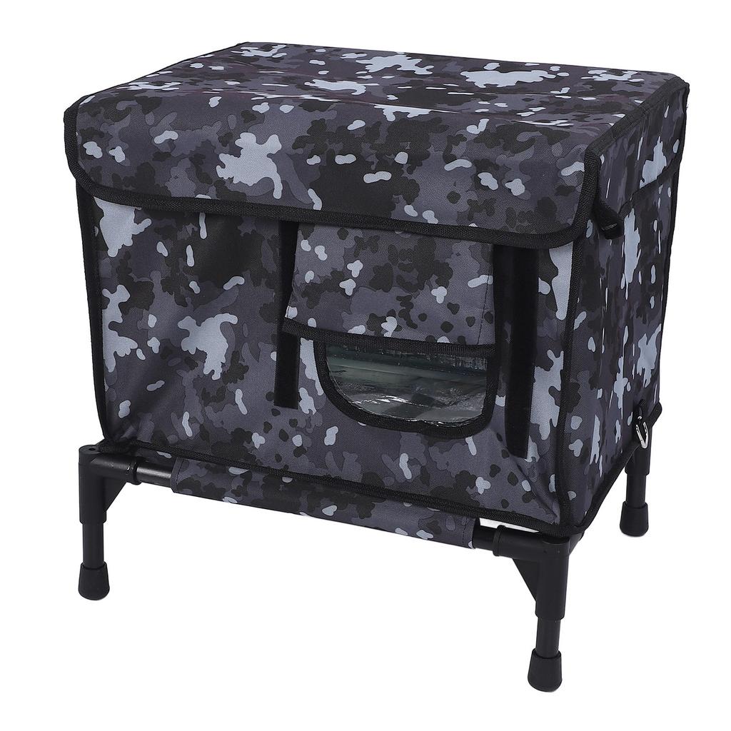 Heated Cat House Foldable 3 Gear Timing Scratch Proof Camouflage Insulated Outdoor Cat Shelter for