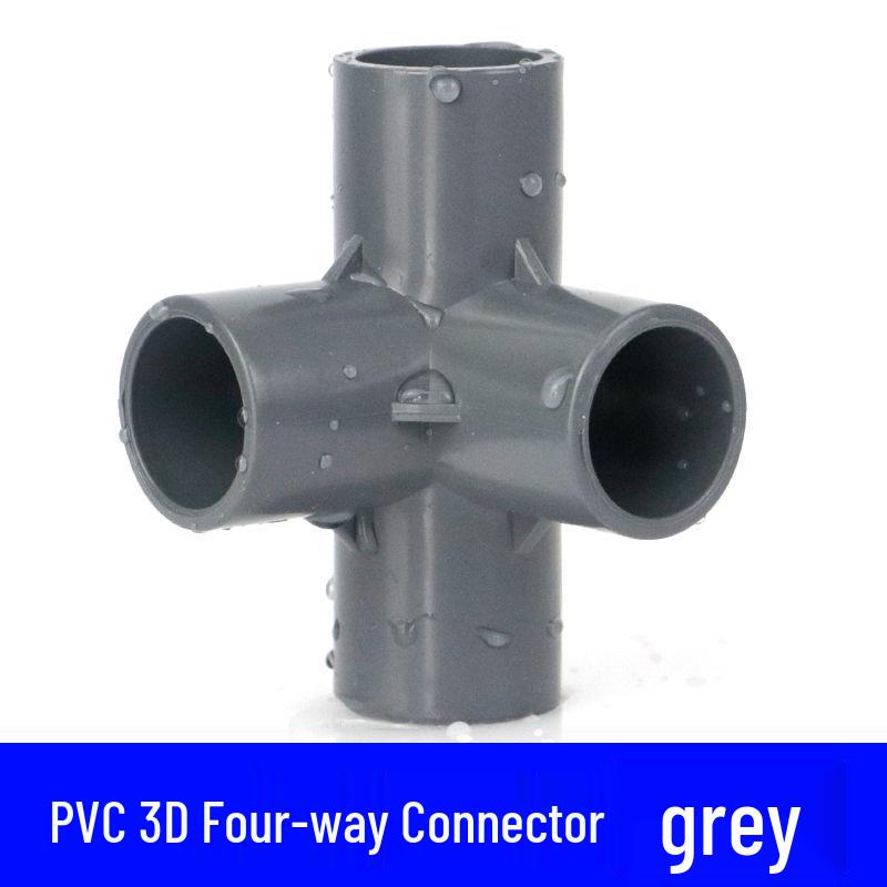 Šedá sada PVC vodovodních tvarovek: Koleno, T-kus, 3-cestný, 4-cestný plastový spoj pro přívod vody do akvária