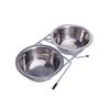 Stainless Steel Double Pet Bowls Dog Cat Water Food Non Slip Feeding Station