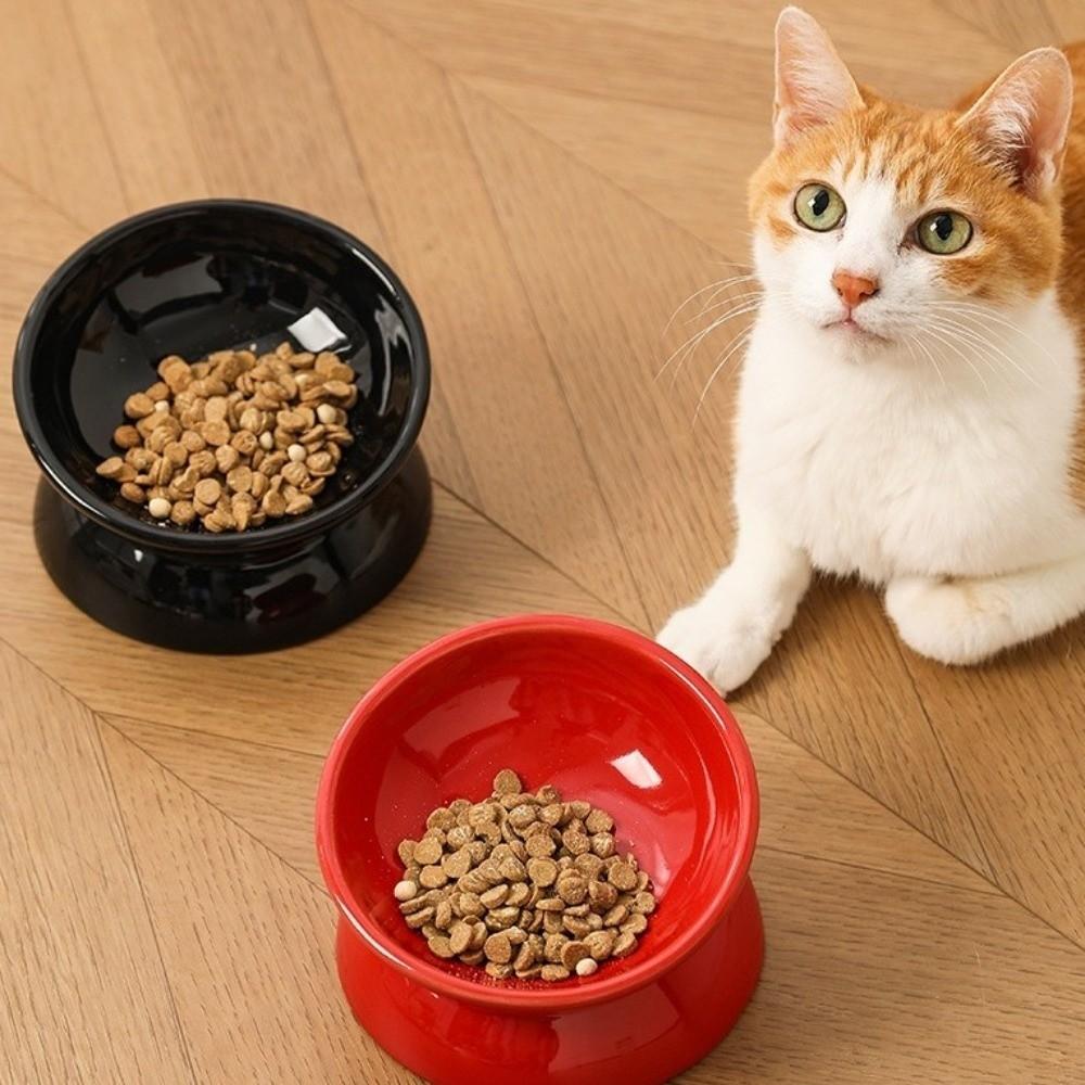 Keramik erhöhte Katzennapf mit flachem Boden, kippsicher, Futternapf für Haustiere, zum Füttern von Wasser