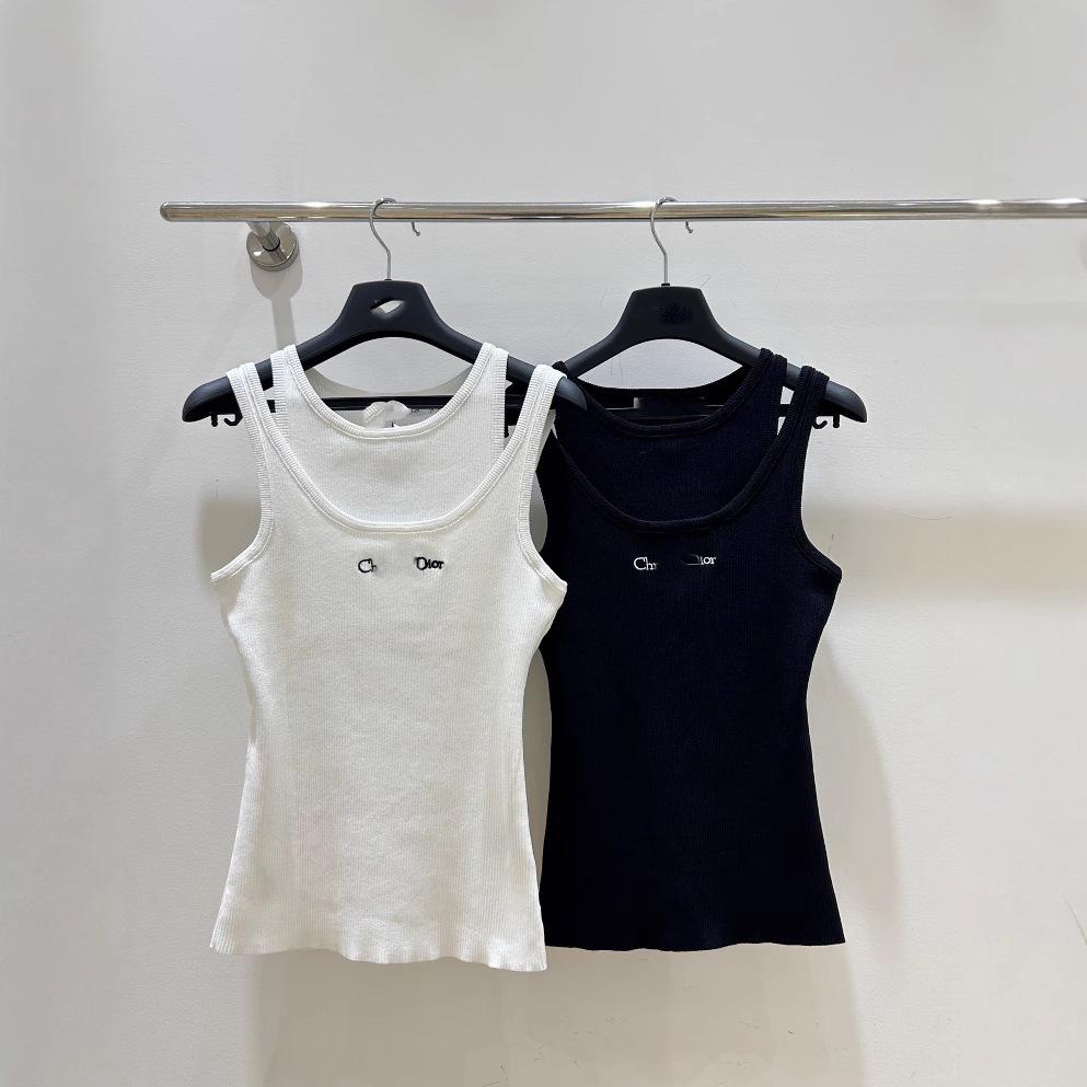 

Trendy D Women s 2025 Summer Two-Piece Embroidered Sleeveless Vest Set S чёрный