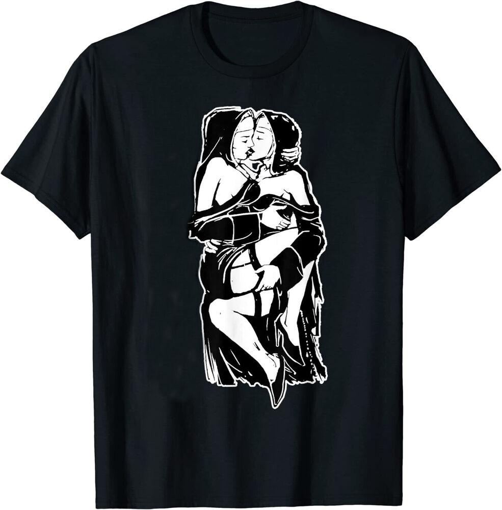 Сексуальная Дерзкая Монашка Черная Футболка Размер S-5XL Унисекс Футболка M