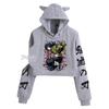 Demon Slayer Kimetsu no Yaiba Women's Cat Ear Crop Top Hoodie