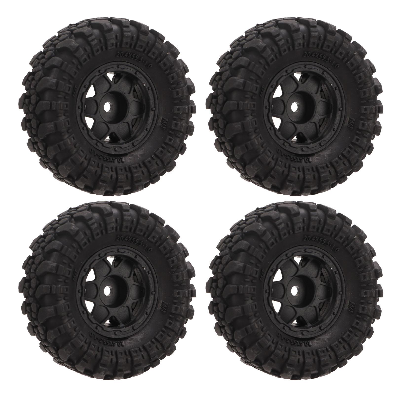 

4Pcs RC Tires Rubber Plastic 55.5mm 1.0inch Black Tyres 1/24 RC Car Accessories for Axial SCX24