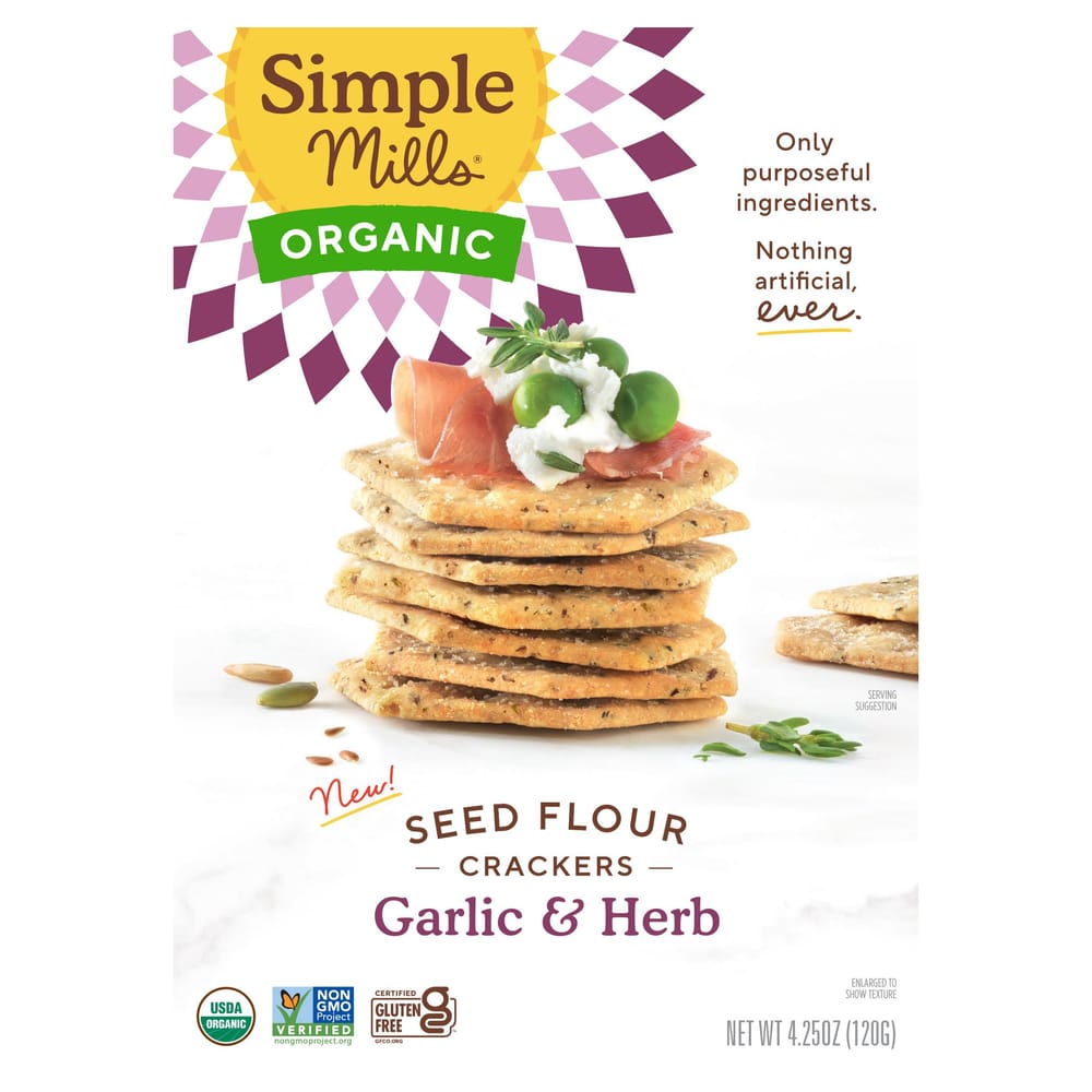 Simple Mills Seed Flour Crackers, Garlic & Herb 120g (4.25 oz)