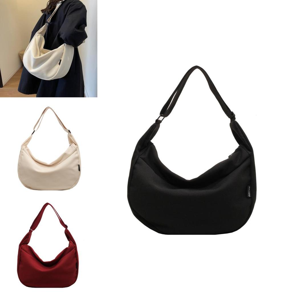 Large Capacity Canvas Dumpling Bag With Minimalist Urban Style