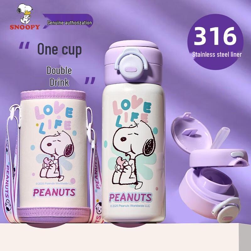 

SNOOPY Kids 580ml Insulated Straw Water Bottle
