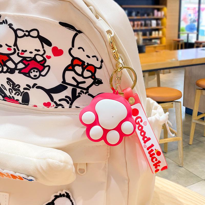 Cute Cat Paw Keychain with Heart Pendant - Cartoon Style Backpack & Car Key Accessory, Perfect Small Gift for Girls
