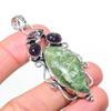 Natural Prehnite, Amethyst 925 Sterling Silver Jewelry Pendant 2.68" AP-14481