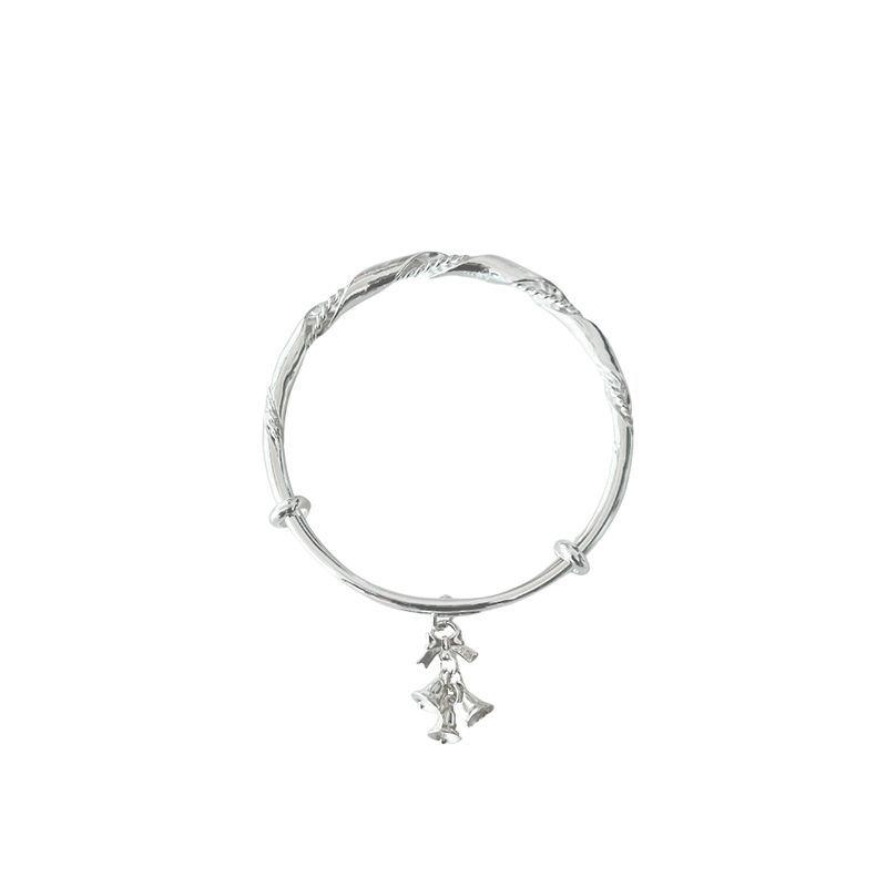 Silver-Plated Dreamy Braided Bracelet with Bow and Christmas Bells - French Style Gift for Girlfriend