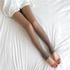 Women's High-Waist Gray Leggings - Faux Transparent, Plus Velvet, Thickened, Skin-Illusion Pantyhose for Autumn & Winter