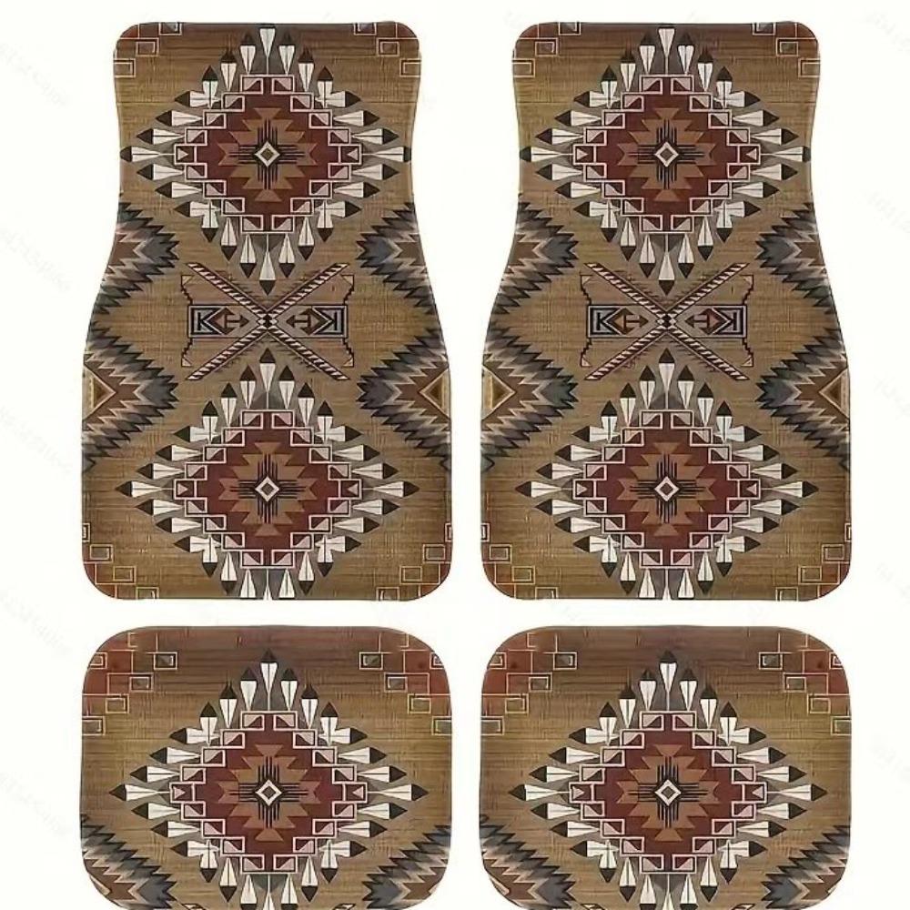 4Pcs Heavy Duty Persian Carpet Bohemian Car Floor Protector Rugs  for Front Rear Seats